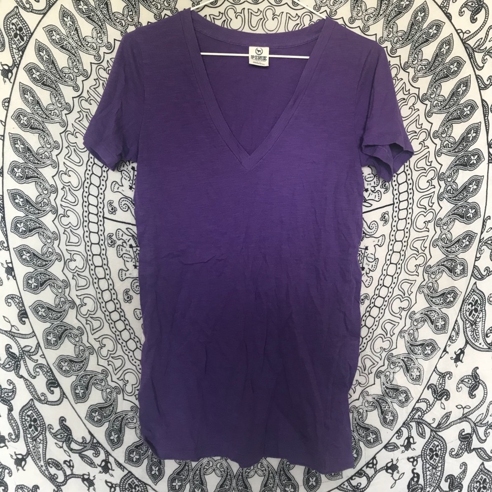 PINK Short sleeve purple T Shirt